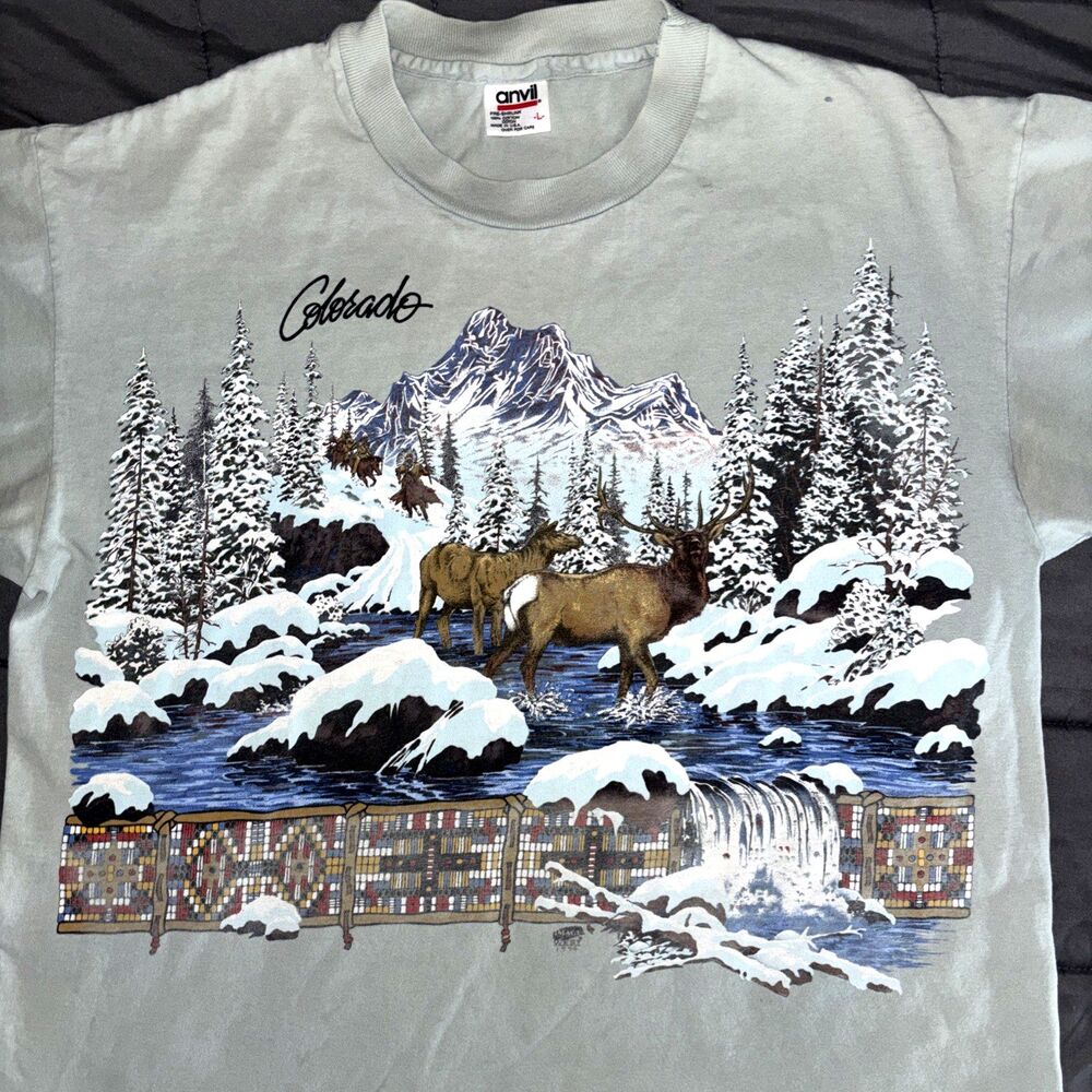 VTG 90's Image West 1994 Anvil Colorado Elk T-Shirt Size Large Single Stitch USA - Picture 1 of 6